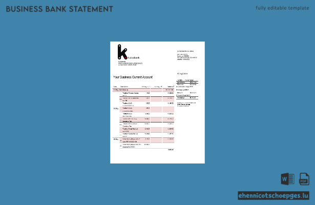 Kutxabank Firmenkontoauszug – Beispielansicht (Word und PDF)